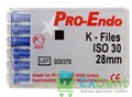K-Files №30, 28 мм, Pro-Endo, для препарирования канала, нержавеющая сталь (6 шт) - фото 9831
