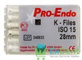 K-Files №15, 28 мм, Pro-Endo, для препарирования канала, нержавеющая сталь (6 шт) - фото 9835
