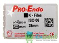 K-Files №06, 28 мм, Pro-Endo, для препарирования канала, нержавеющая сталь (6 шт) - фото 9840